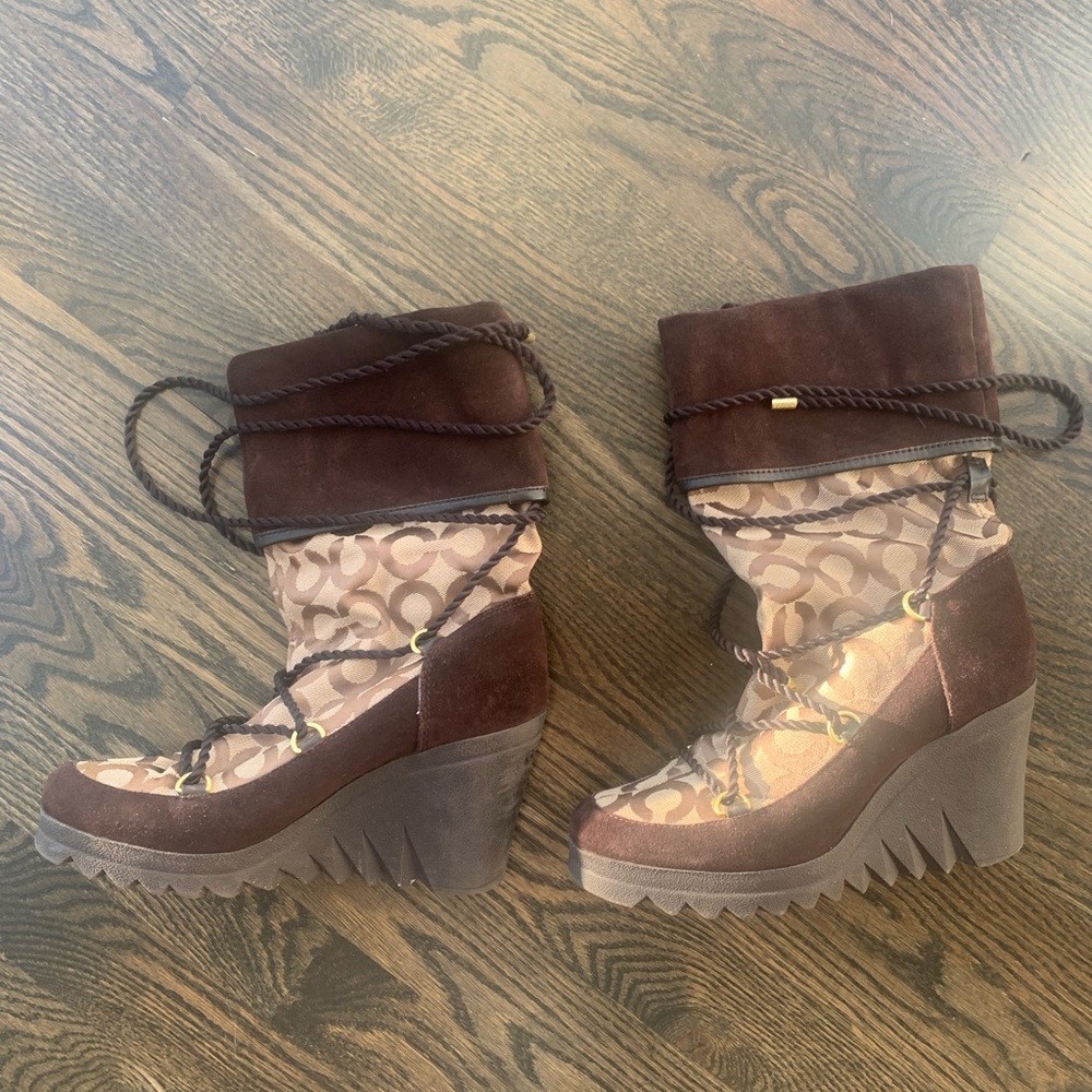 Coach platform boots in like-new condition